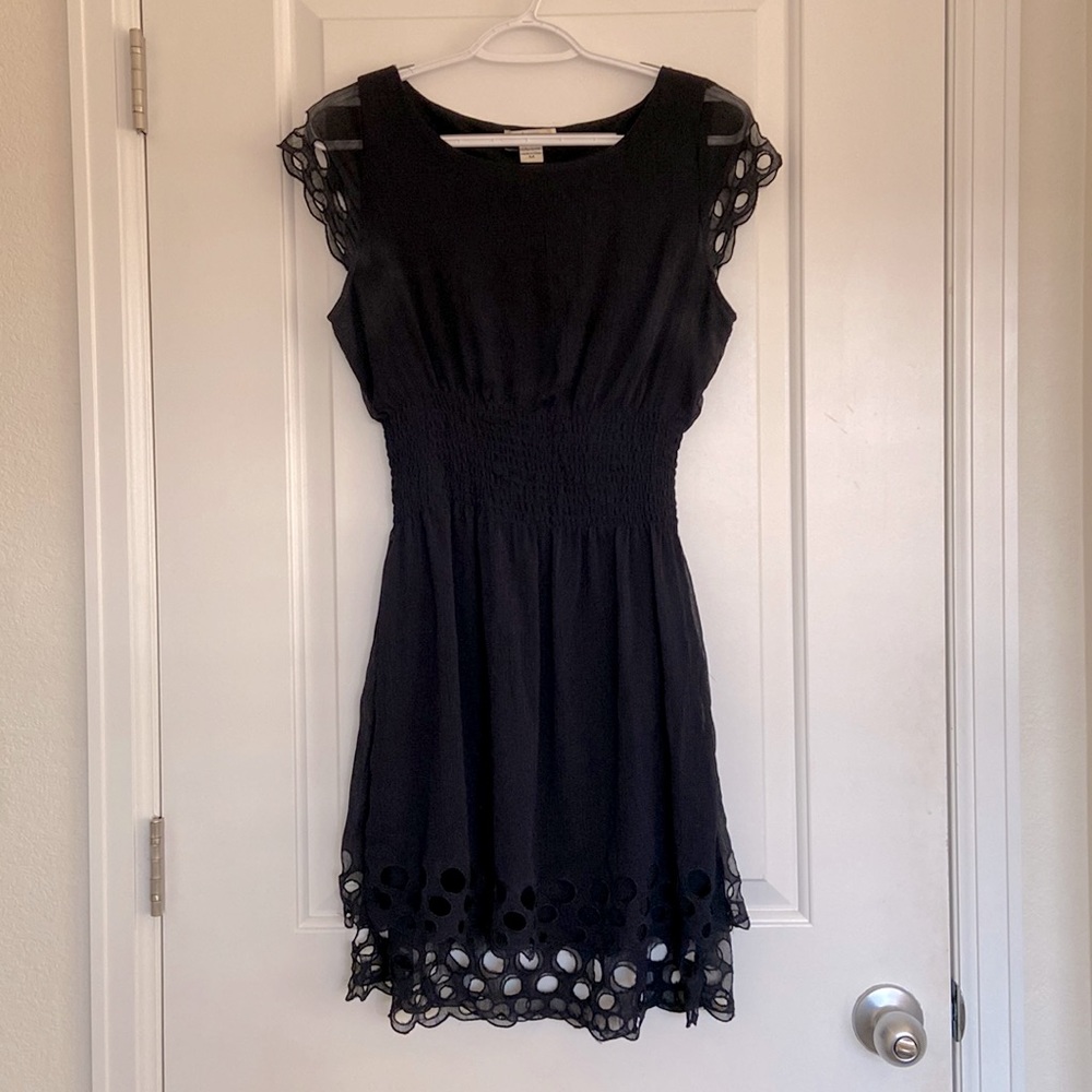 Bar lll Navy Blue Eyelet Fit and Flare Dress Size M